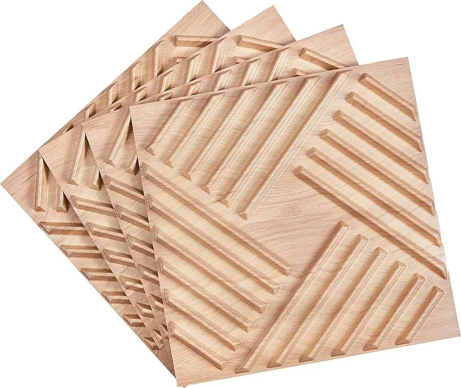 Panele Ścienne 3D SucceBuy, Zestaw z 12 Sztuk, 50 x 50 cm, PVC z Płytkami, Pokrycie 3 m², Jasne Drewno