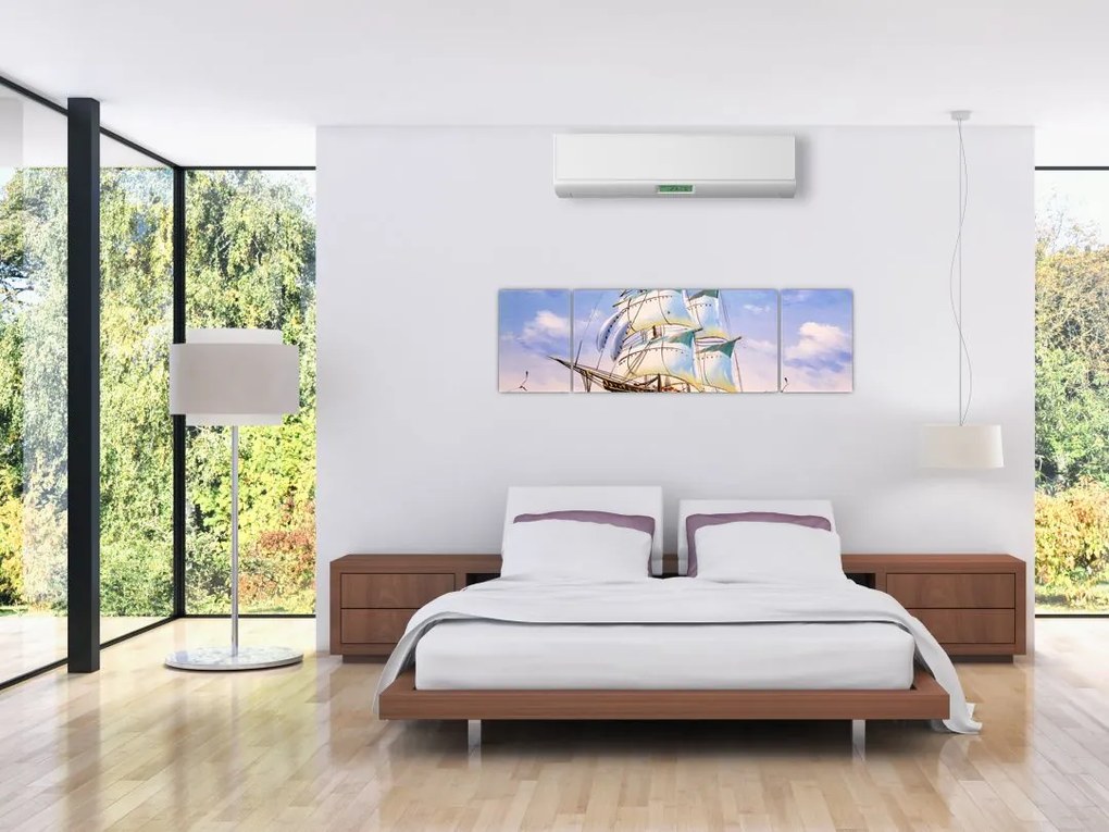 Obraz statku na falach (170x50 cm)