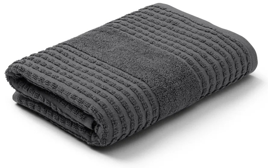 Ciemnoszary ręcznik z bawełny organicznej frotte 50x100 cm Check – JUNA