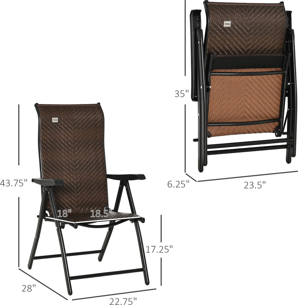 Składany leżak z rattanu Outsunny