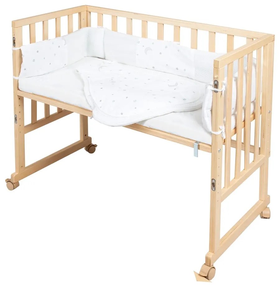 Łóżeczko na kółkach 90x45 cm w naturalnym kolorze Star Magic – Roba