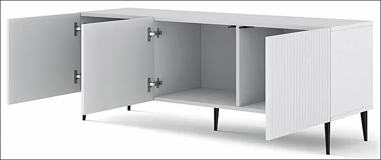 Biała szafka rtv z lamelami 150 cm L9-N18