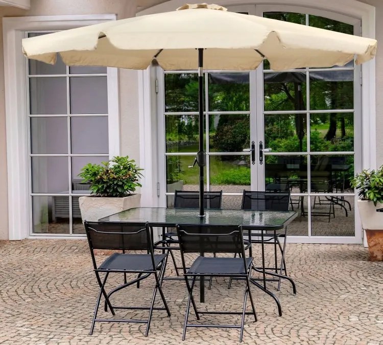 Regulowany, składany parasol ogrodowy SL-UM003B łamany, beżowy, 3 m