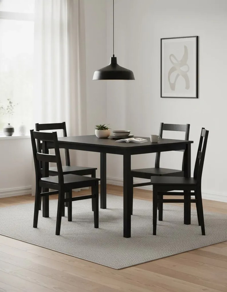 Czarny stół z drewna kauczukowego D3-N51