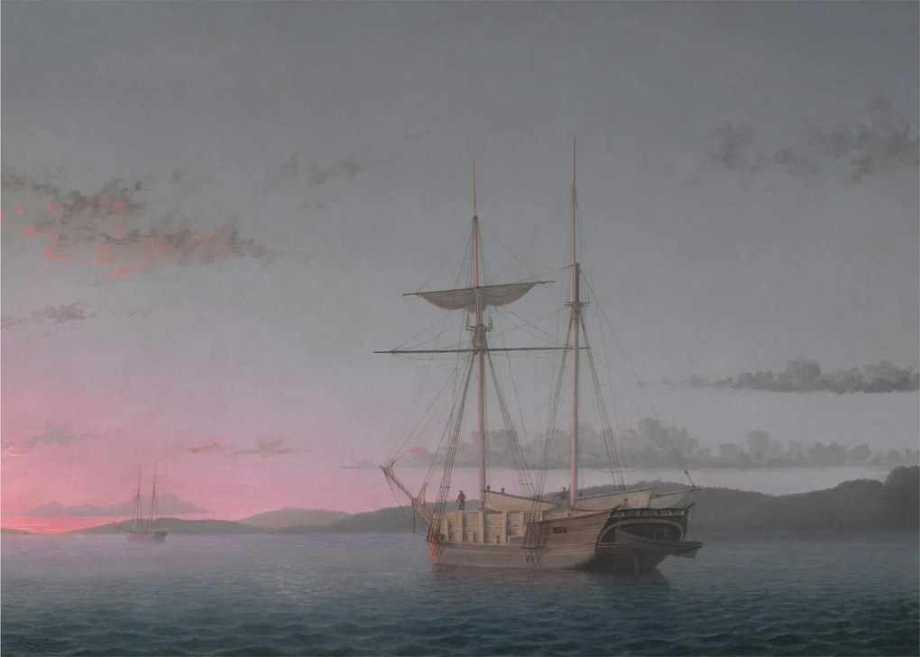 Obraz - Fitz Henry Lane, Lumber Schooners at Evening on Penobscot Bay, reprodukcje (70x50 cm)