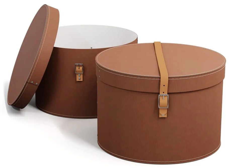 Brązowe kartonowe pojemniki zestaw 2 szt. z pokrywką ø 37,5x25 cm Rut Restore Paper Laminate – Bigso