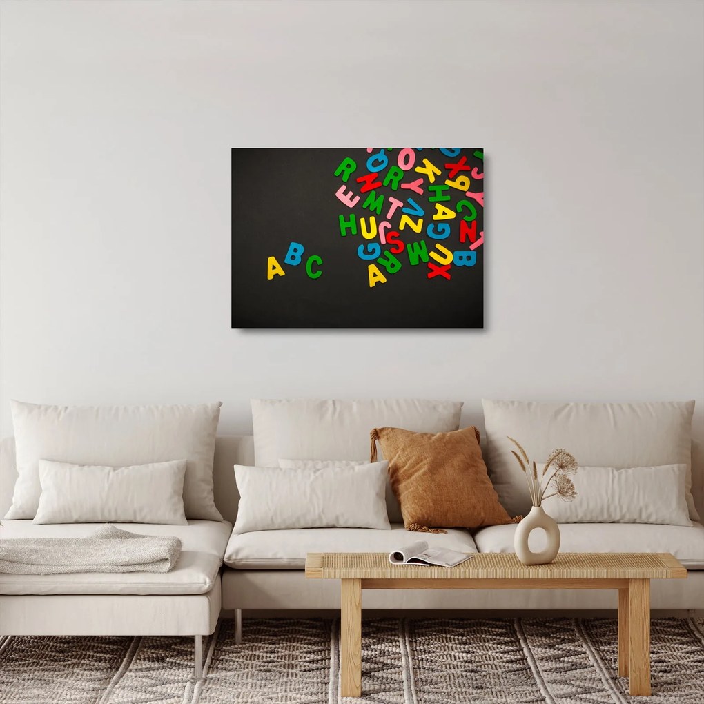 Obraz na szkle - kolorowe litery (70x50 cm)