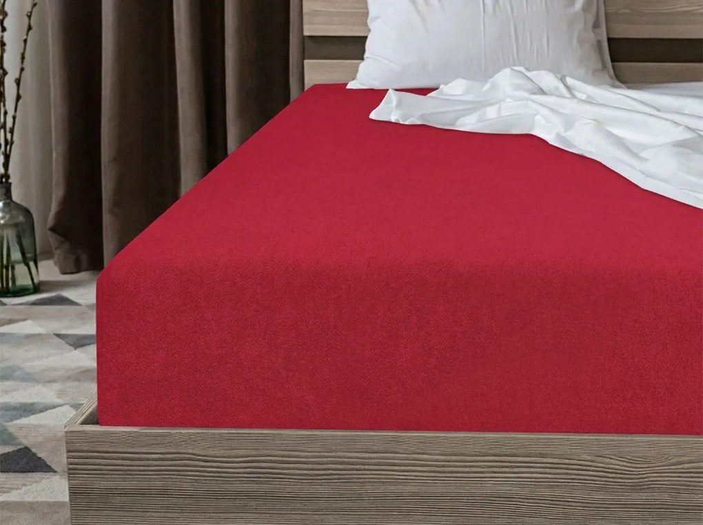 PrzytulneMieszkanie.pl Froté prześcieradło PREMIUM czerwone 180x200 cm