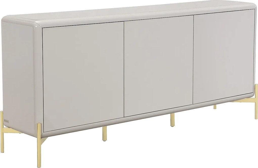 Komoda 3-drzwiowa z MDF - Beżowa i złota - LYBAKA