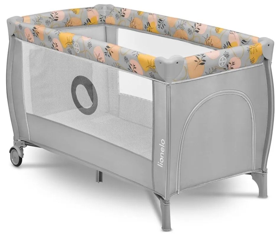 Lionelo - Łóżeczko podróżne STEFI PLUS różowo-żółte