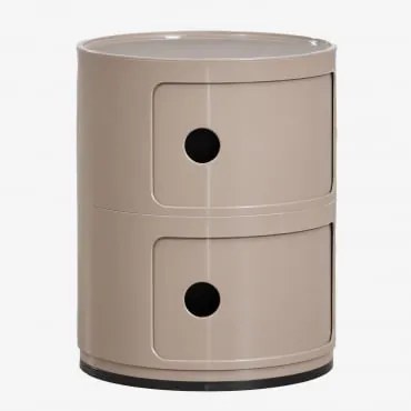 Zestaw 2 Okrągłych Stolików Nocnych Z Półkami Babel Moka Brown & 2 Szuflady - Sklum