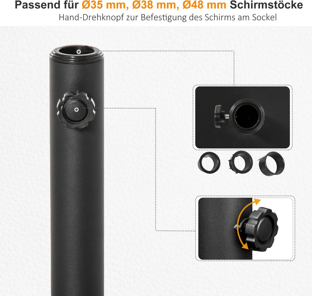 Outsunny stojak podstawa do parasola ogrodowego 11kg czarny uniwersalny i stabilny | Aosom PL