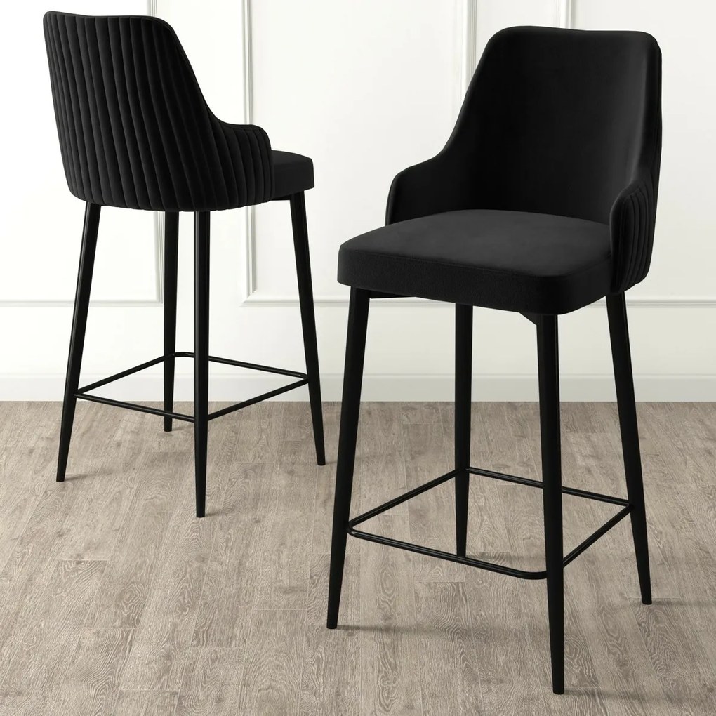 Zestaw krzeseł barowych Enox Black, 2 szt.