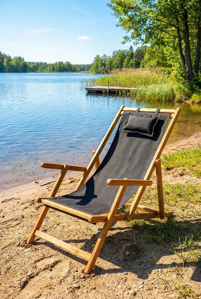 Leżak z poduszką w kolorze czarnym F8-W25