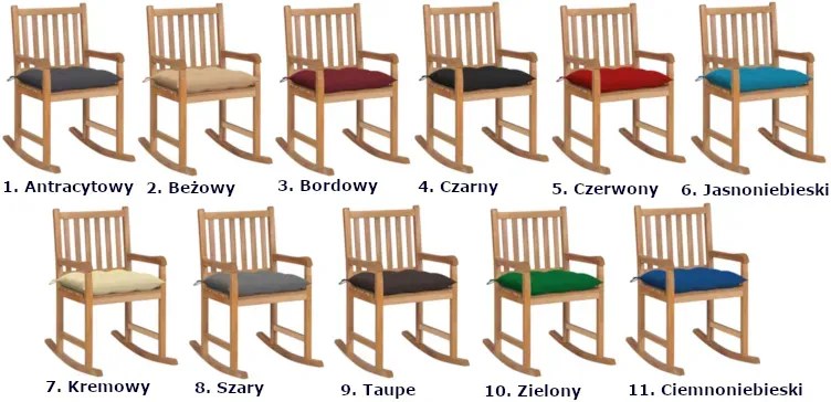 Drewniany fotel bujany na balkon antracyt szara