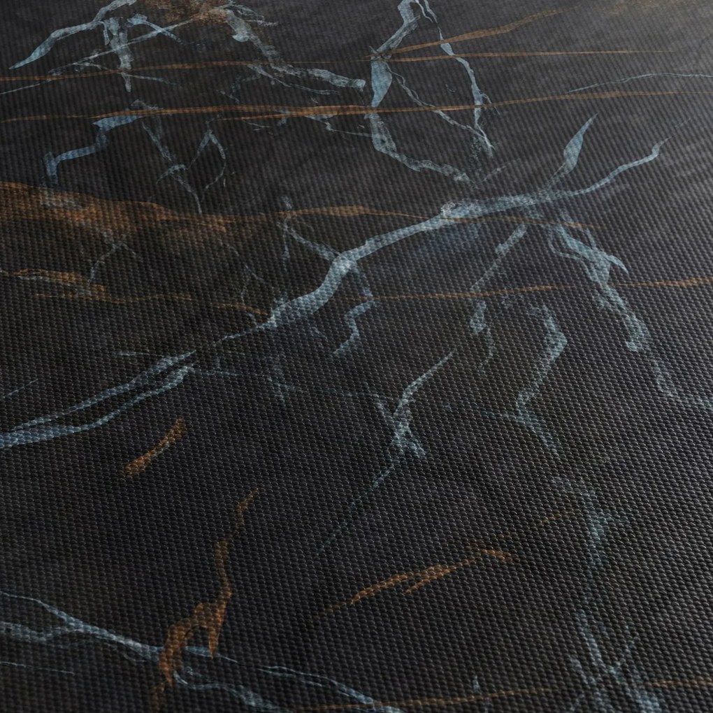Obraz - Czarny marmur (z zegarem) (90x30 cm)