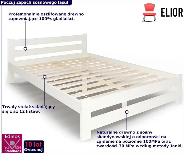 Białe łóżko drewniane w stylu skandynawskim 120x200 Atrosa 4X