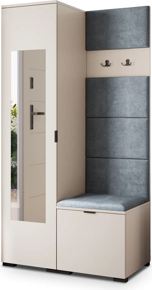 Masseno Garderoba VIRA 95/181/51 cm Nowoczesna Szafa do Przedpokoju Kaszmir, MONOLITH 85 (Szary)