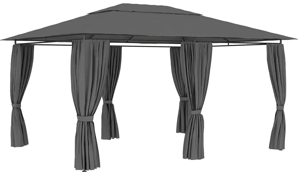 Antracytowa altana ogrodowa z zasłonami A2-N34