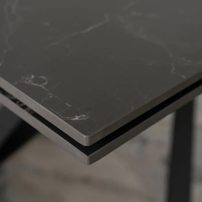 Stół Rozkładany Prostokątny MAXIME 160-240 cm Ceramiczny Czarny Marmur do Jadalni Loft