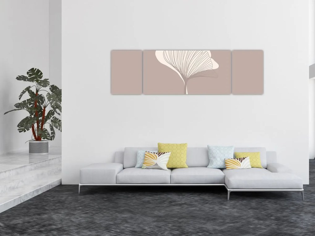 Obraz - Beżowe liście N⁰3 (170x50 cm)