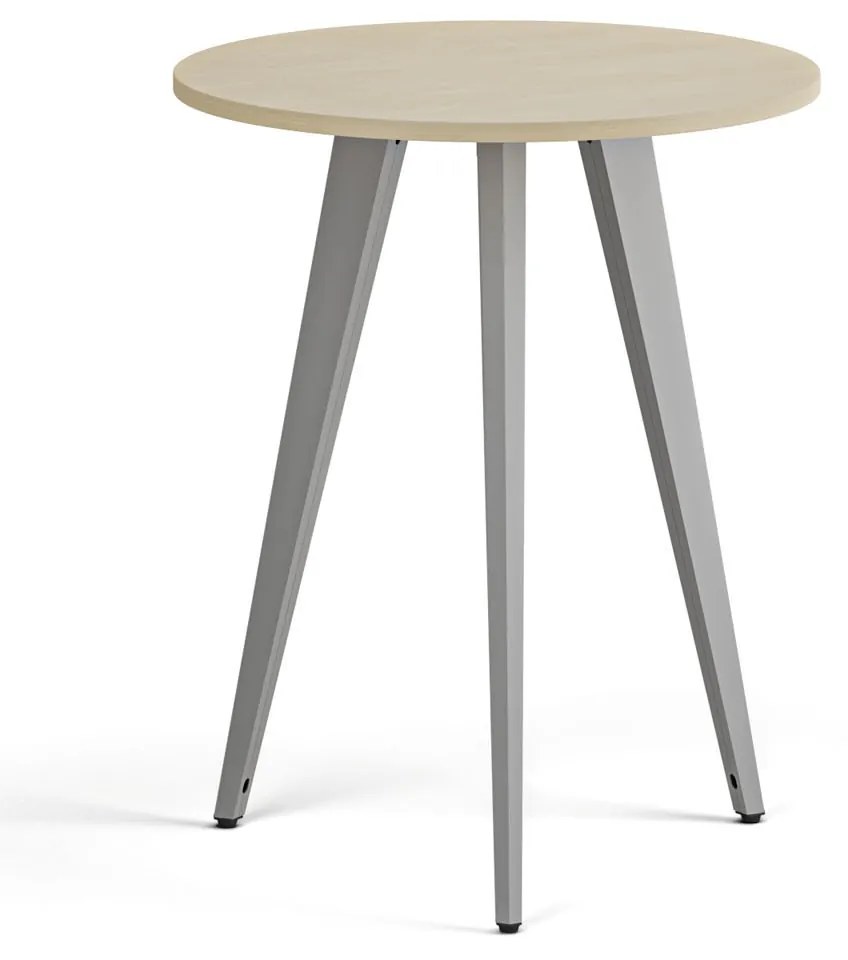 Stolik kawowy PRIMO VIBE, średnica 60 cm, szaro-srebrna podstawa, brzoza