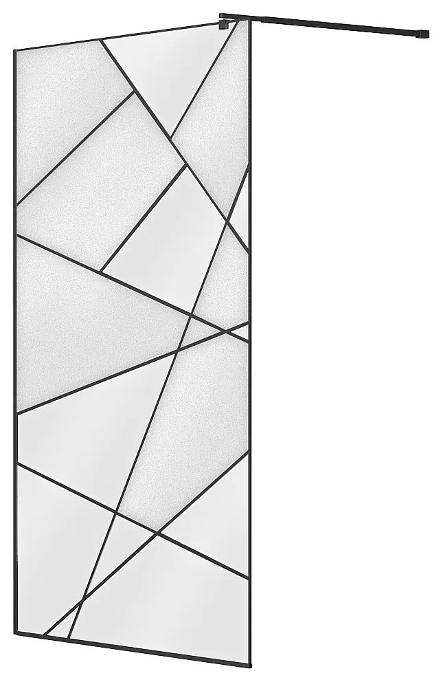 Ścianka prysznicowa do kabiny walk-in z sitodrukiem - Czarny mat - 120 x 200 cm - TRISEO