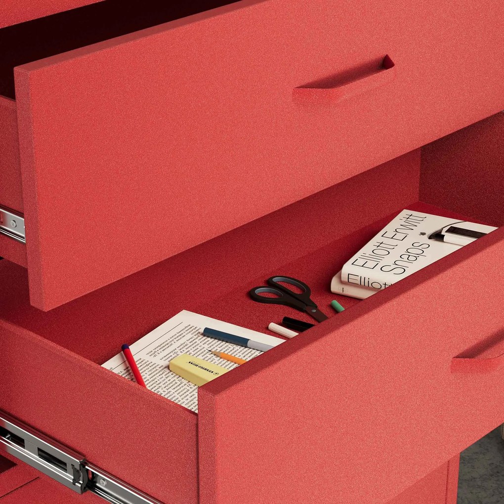 Komoda szafka metalowa czerwona Modern CARLA, 800 x 1015 x 400 mm
