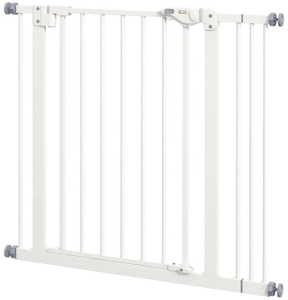 PawHut Bramka Ochronna dla Psów, Absperrgitter, Bramka dla Zwierząt, Metal, Tworzywo Sztuczne, 74-87 cm, Biały