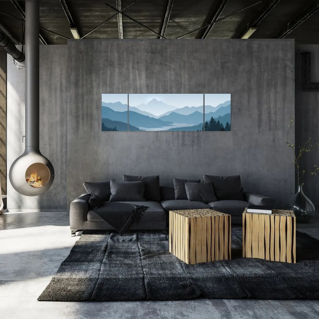 Obraz - Góry oczami grafika (170x50 cm)