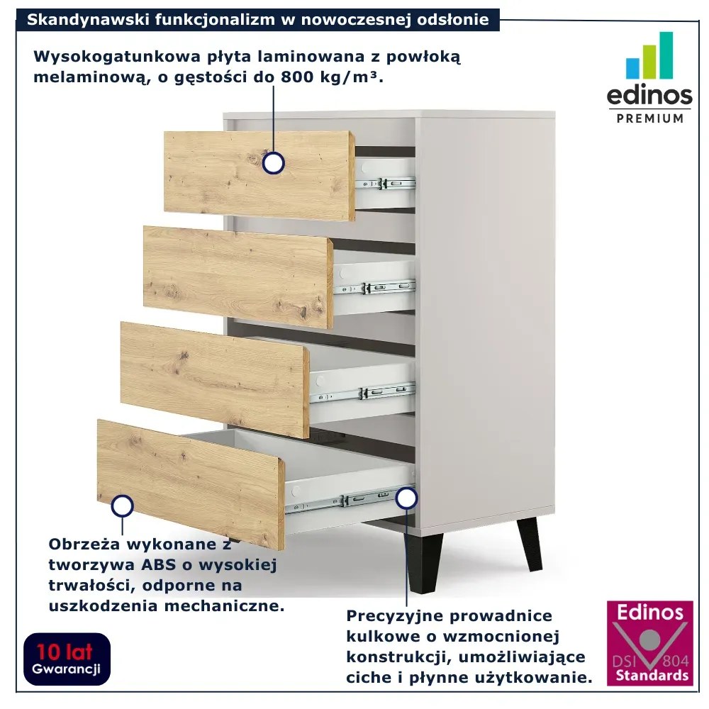 Komoda na czarnych nóżkach kaszmir + dąb artisan D1-L52