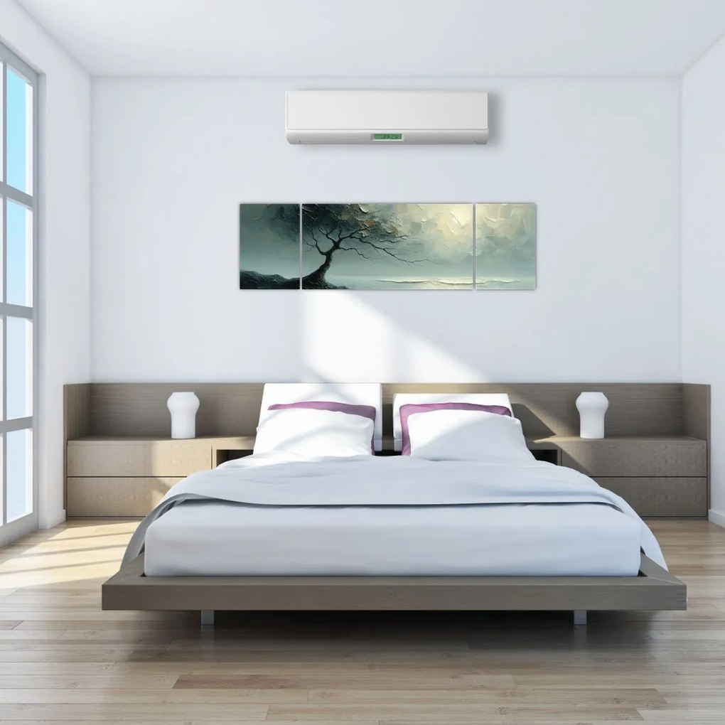 Obraz - Obraz olejny przedstawiający drzewo z oceanem (170x50 cm)