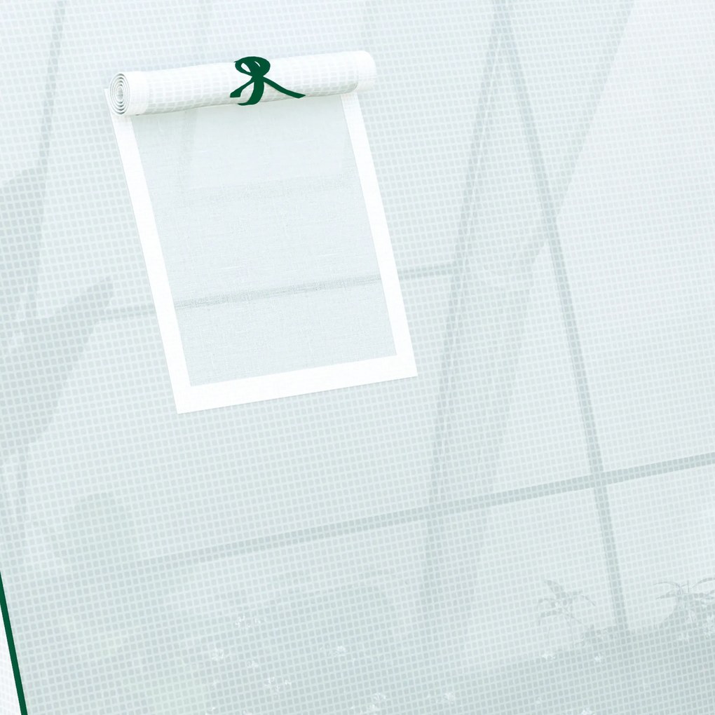 Outsunny Szklarnia z Łukiem z Workami na Piasek i Plastikową Osłoną, 2 Drzwi Rolowane, Okna z Siatki, Przenośna, 1,8 x 1,8 x 2 m, Biała