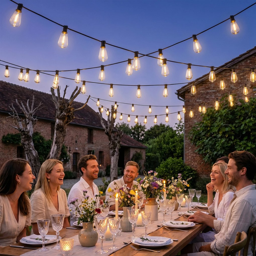 HOMCOM 50 LED Łańcuch Świetlny, 18 m Łańcuch do Połączenia, IP44 Wodoodporny, Dekoracja Wewnętrzna i Zewnętrzna | Aosom PL