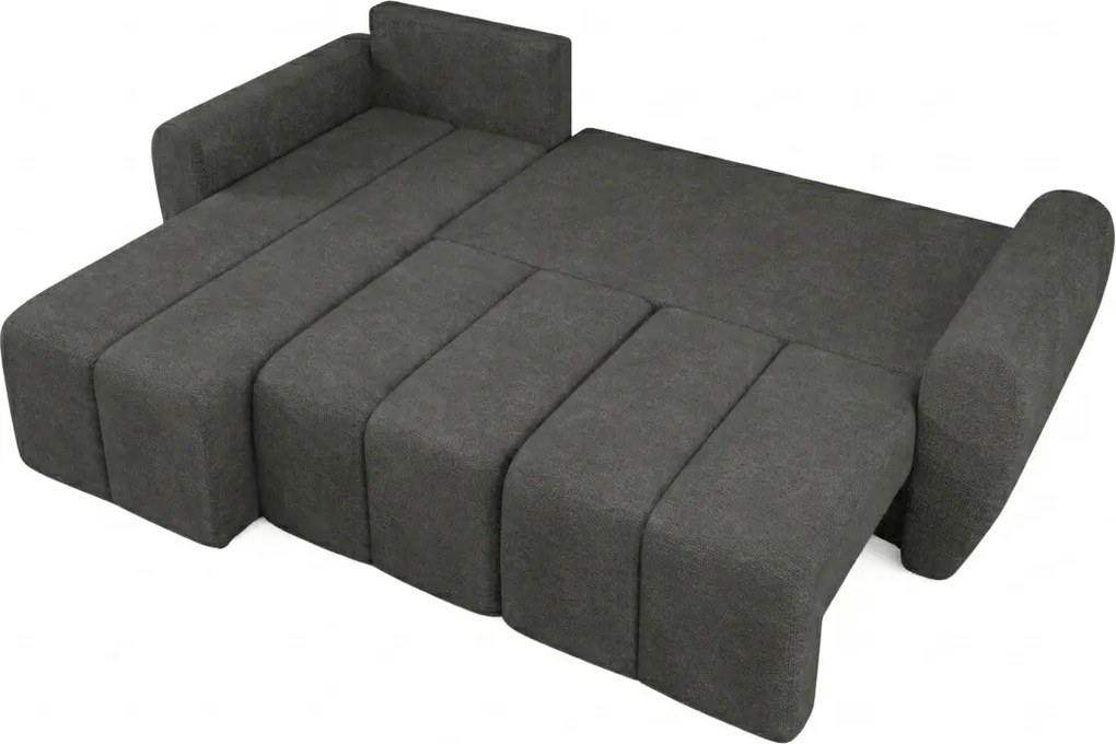 Rozkładana narożna sofa SEVIO 246x145 cm, ciemnoszara, uniwersalna + 2 poduszki GRATIS