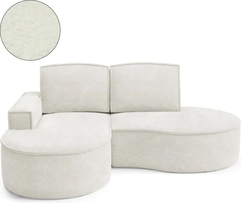 Narożnik MOLLY Lewostronny bez funkcji spania, wolnostojący tkanina ABRIAMO 04 Biały