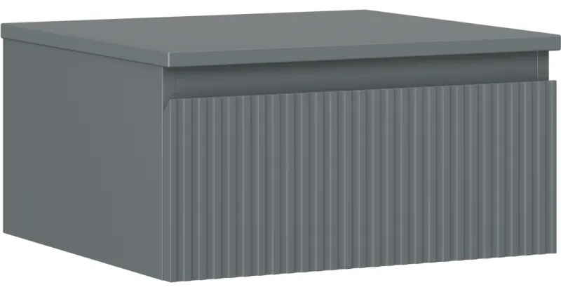 Mexen Rivel szafka łazienkowa podumywalkowa 50 cm z blatem, 1 szuflada, ryflowana , grafit mat - 91A20-05023-1-BFC66