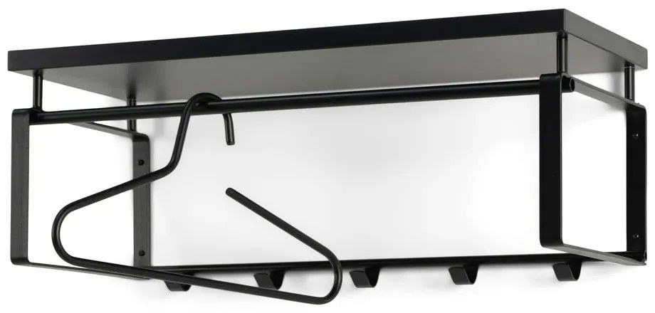 Czarny metalowy wieszak ścienny z półką 70 cm Rex – Spinder Design