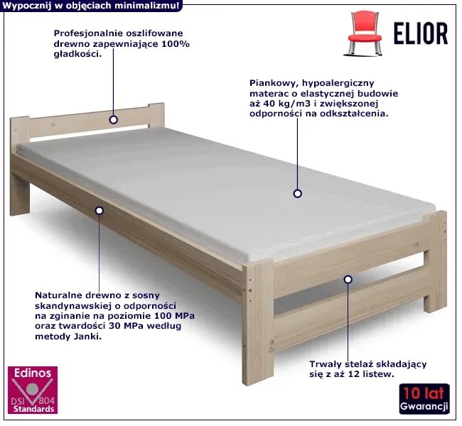 Jednoosobowe łóżko z materacem 80x200 Rifo