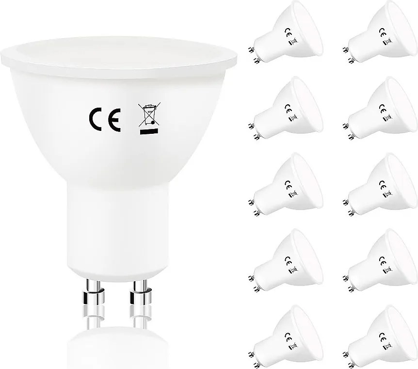 NETTLIFE Zestaw 10 żarówek LED GU10 Cool White Żarówka LED 6W 5000K zastępuje energooszczędną 60W kąt świecenia 110° bez możliwości ściemniania