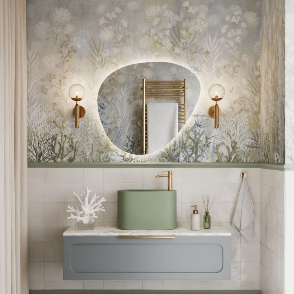 Umywalka z kamienia syntetycznego nablatowa / wisząca owalna zielona 45 x 22 cm OVELA Green : Typ montażu - nablatowa