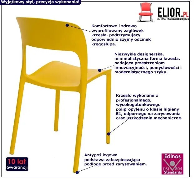 Żółte minimalistyczne krzesło z oparciem F3-Z47
