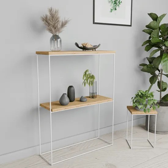 Nowoczesna konsola do przedpokoju dąb artisan + biały Z2-S25