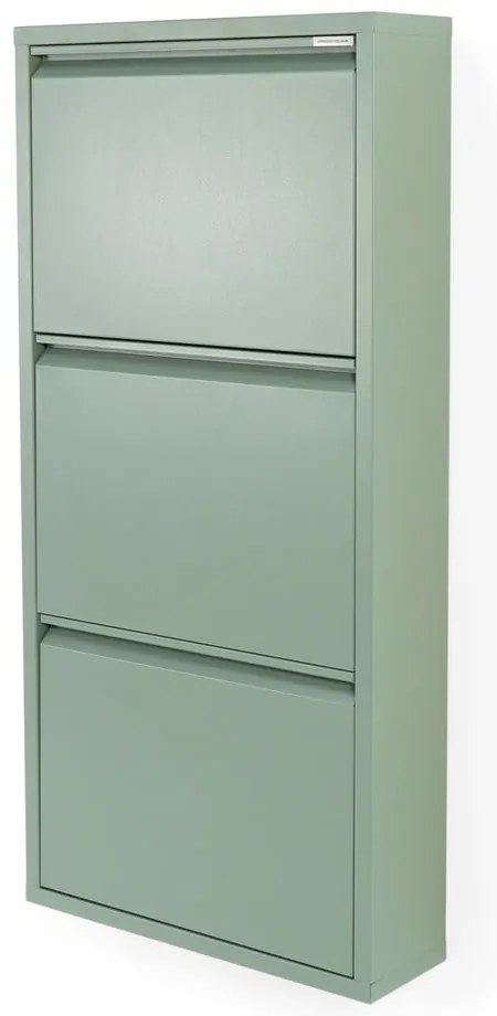 Szarozielona metalowa uchylna szafka na buty 50x103x15 cm Billy – Spinder Design