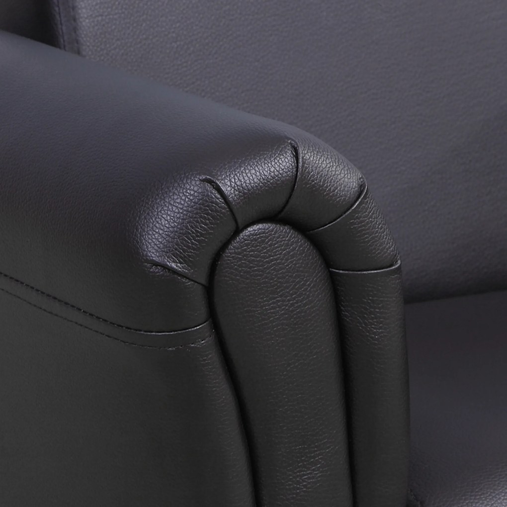 HOMCOM Zestaw Sofy Dziecięcej z Podnóżkiem, Czarny, Komfort i Styl dla Twojego Malucha