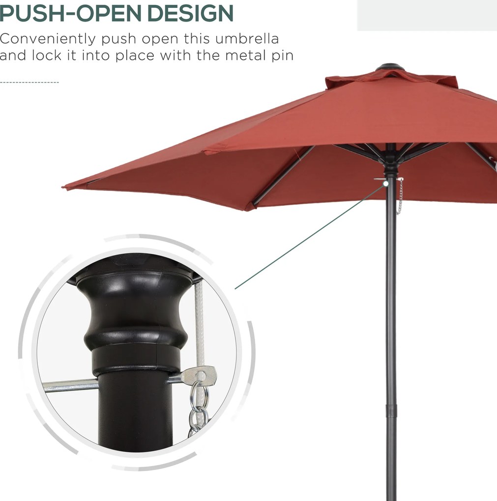 Outsunny Parasol Ø196 cm z funkcją kąta, sześciokątny parasol balkonowy dla plaży balkonu ogrodu, Bordowy