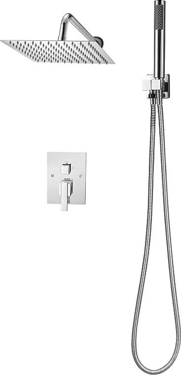 Kolumna Prysznicowa SucceBuy Zestaw Prysznicowy, Deszczownica z Kwadratową Głowicą Prysznicową 254 mm, Prysznicem Ręcznym i Zestawem do Montażu na Ścianie