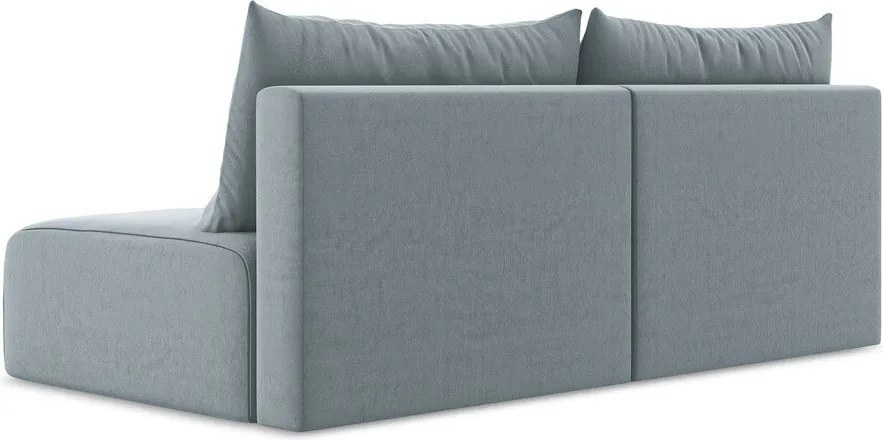 Niebieska aksamitna rozkładana/ze schowkiem sofa 216 cm Kalena – Makamii
