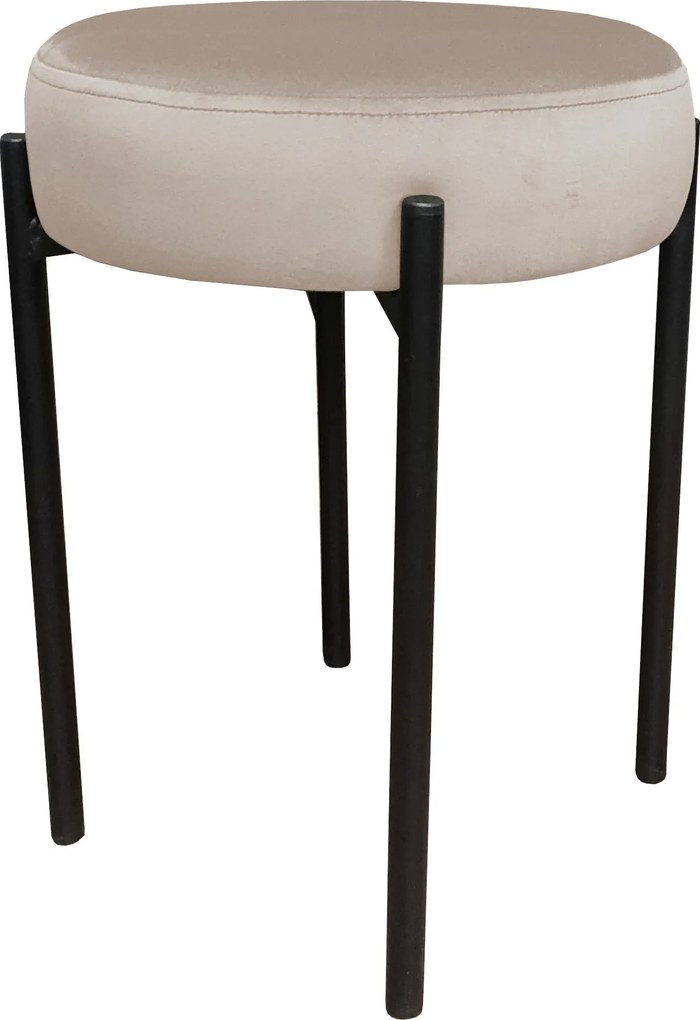 Taboret DIOR stelaż metalowy tkanina Welur : Kolor Stelaża - Czarny , Kolor tkaniny - VELVET - MG09, Typ tkaniny - Velvet