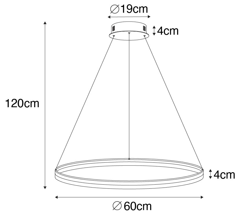 Designerska lampa wisząca biała 60 cm z 3-stopniową regulacją ściemniania LED - Anello Nowoczesny Oswietlenie wewnetrzne